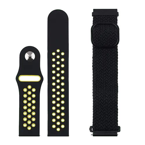 JUST IN CASE Zamenske narukvice 2u1 za pametne satove 22mm Black-Black