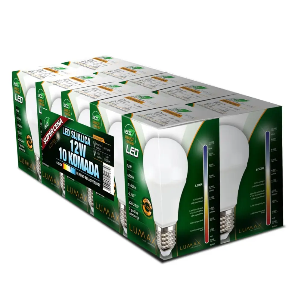 LUMAX Eco LUME27-12W 6500K Sijalice od 10 komada u pakovanju