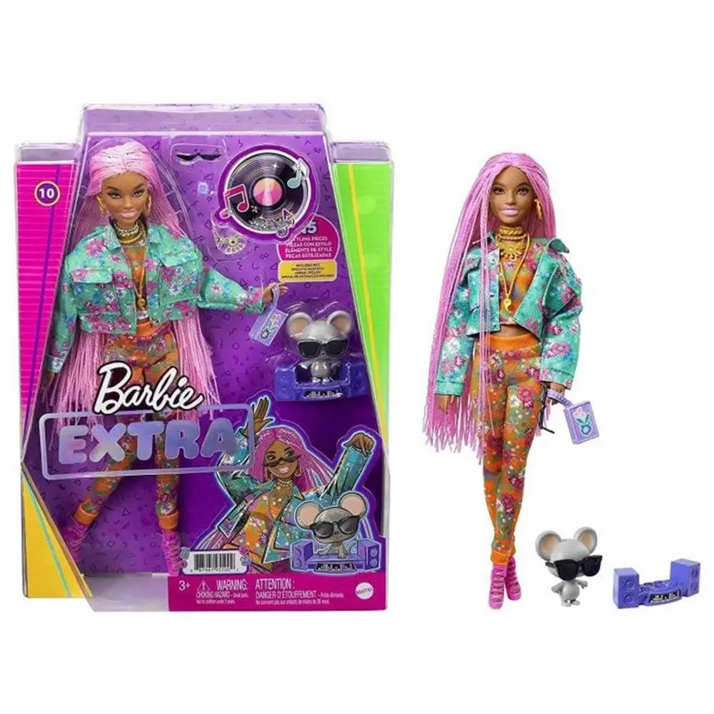 MATIS Barbie Lutka Extra - Pink pletenice