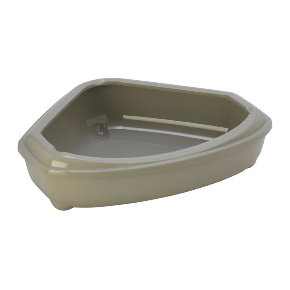 MODERNA Corner Tray + Rim Ugaoni otvoreni toalet za mačke sa ramom Sivi