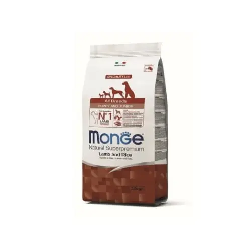 MONGE All Breeds Puppy and Junior jagnjetina i pirinač 2.5kg Suva hrana za pse