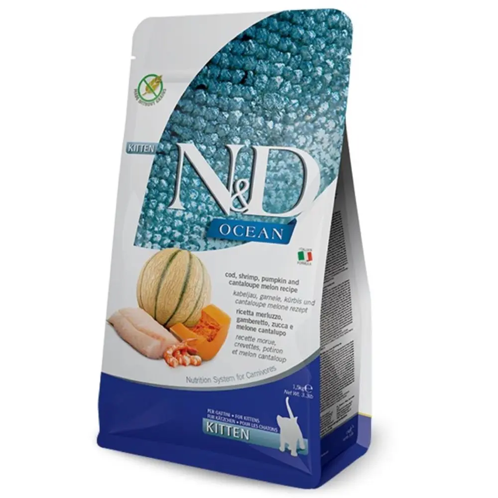 N&D OCEAN Kitten Cod Shrimp Pumkin and Cantaloupe Melon 1.5 kg Hrana za mačke