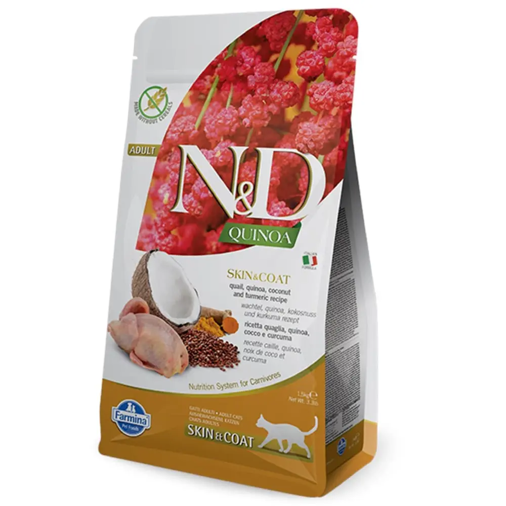 N&D QUINOA Cat Skin Coat Quail and Coconut 5 kg Hrana za mačke