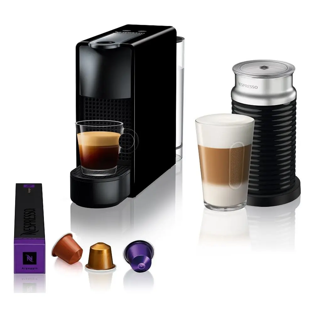 NESPRESSO Aparat za espresso kafu i aparat za pravljenje pene od mleka Essenza Mini Black i Aeroccino 3, A3NC30EUBK-TX
