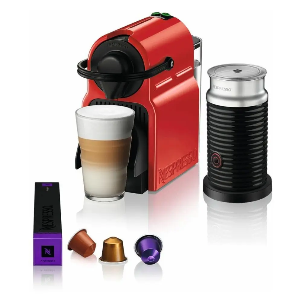 NESPRESSO Aparat za espresso kafu i aparat za pravljenje pene od mleka Inissia Red i Aeroccino 3, A3NC40EURE-TX