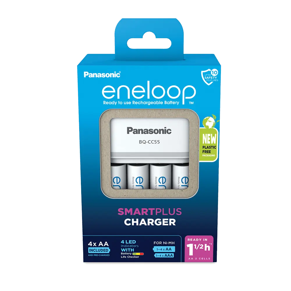 PANASONIC Eneloop AA K-KJ55MCD40E 23006 -  Punjač za baterije sa 4 punjive baterije