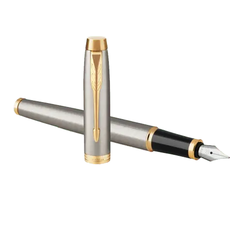 PARKER Nalivpero IM Brushed Metal Fountain 1931656 (Zlatno/Srebrno)