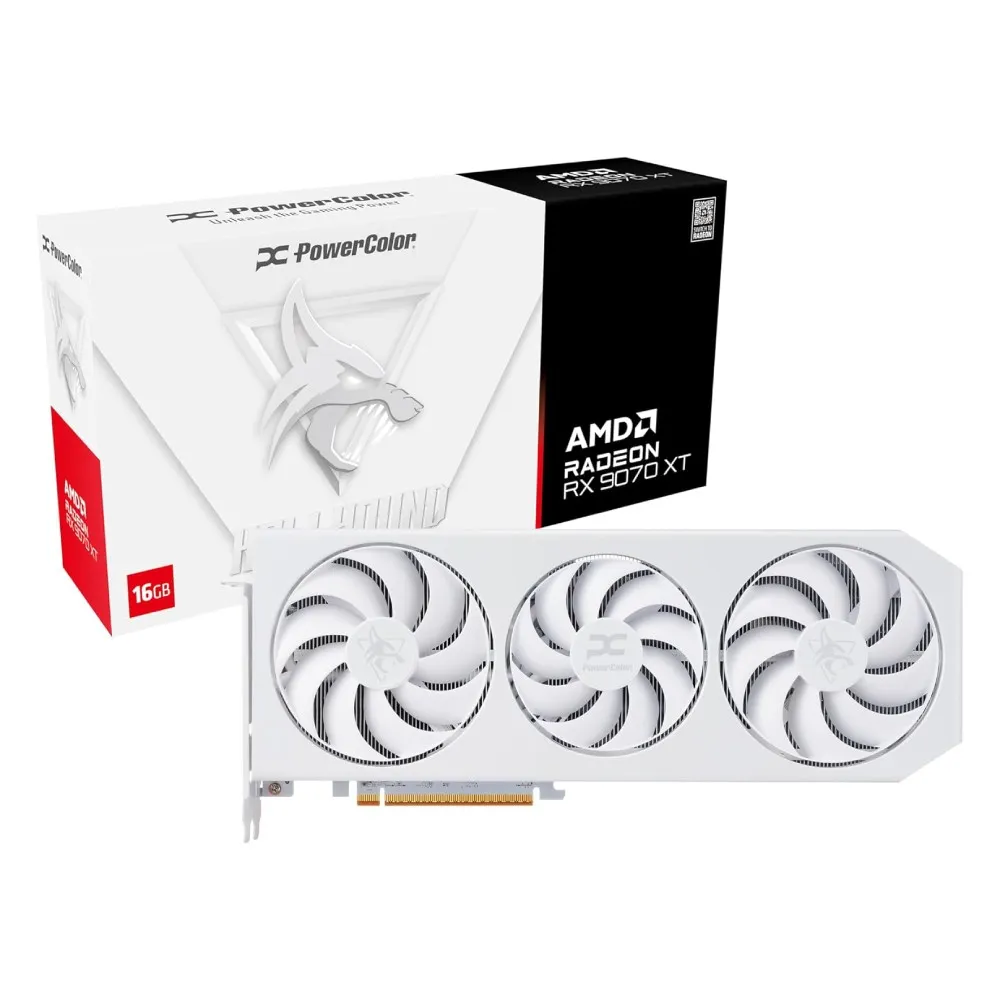 POWERCOLOR Hellhound Spectral White AMD Radeon RX 9070 XT 16GB GDDR6