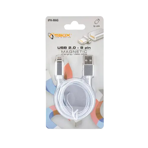 S-BOX Lightning USB kabl, magnetni konektor, 1m (Srebrni) - 1032