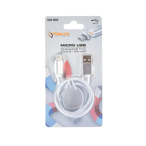 S-BOX Micro USB kabl, magnetni konektor, 1m (Srebrni) - 1033
