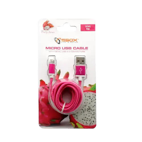 S-BOXS-BOX Micro USB kabl, 1.5m (Roze) - 835