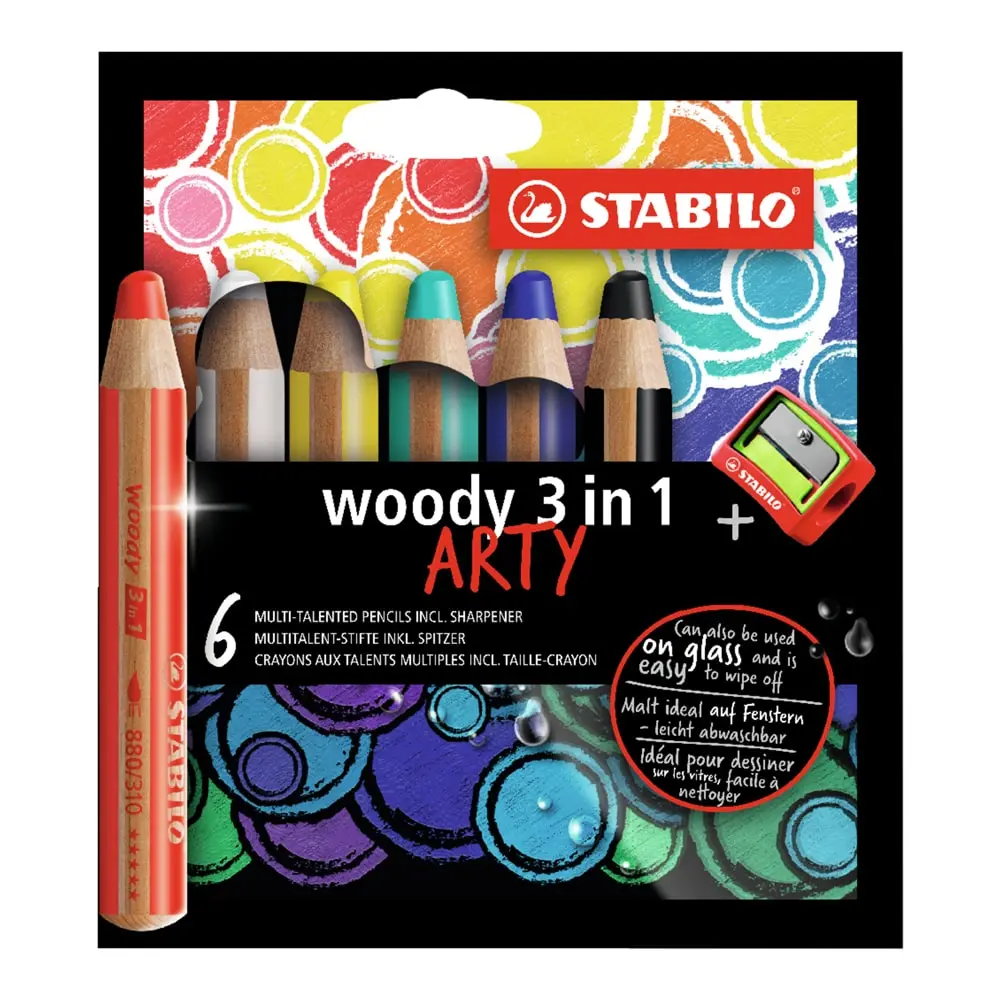 STABILO Woody 3u1 ARTY Set drvenih bojica 1/6 sa rezačem