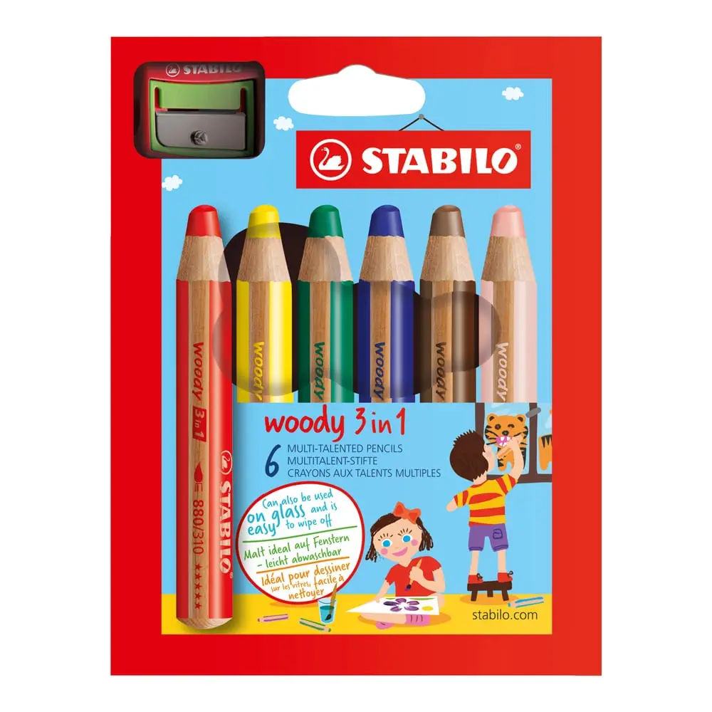 STABILO Woody 3u1 Drvene bojice + rezač set 1/6