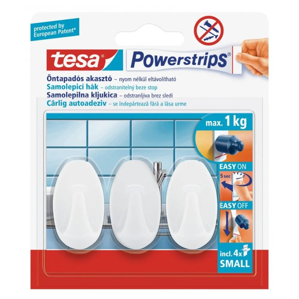 TESA Powerstrips Kukice za kuhinju i kupatilo Bele 3 kom
