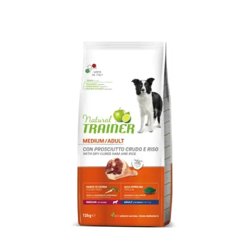 TRAINER NATURAL Medium Adult sa šunkom i pirinčem 12kg Hrana za pse