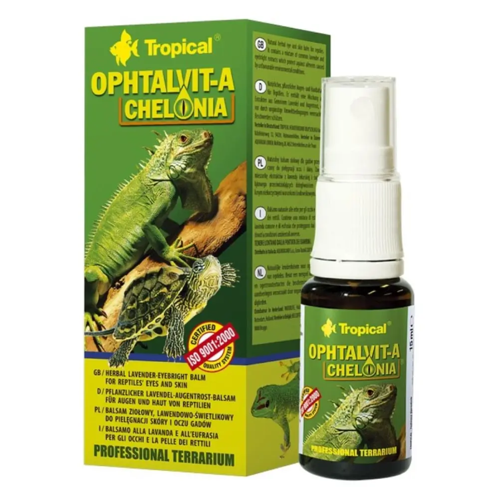 TROPICAL OPHTALVIT-A CHELONIA 15 ml Preparat sa ekstraktom lavande i vidca za zaštitu očiju i kože reptila