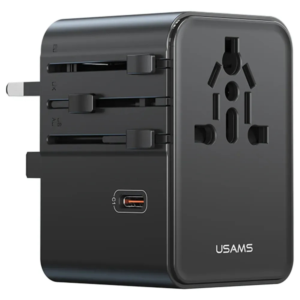 USAMS 3 x USB-C 2 x USB-A 70W Black Putni adapter