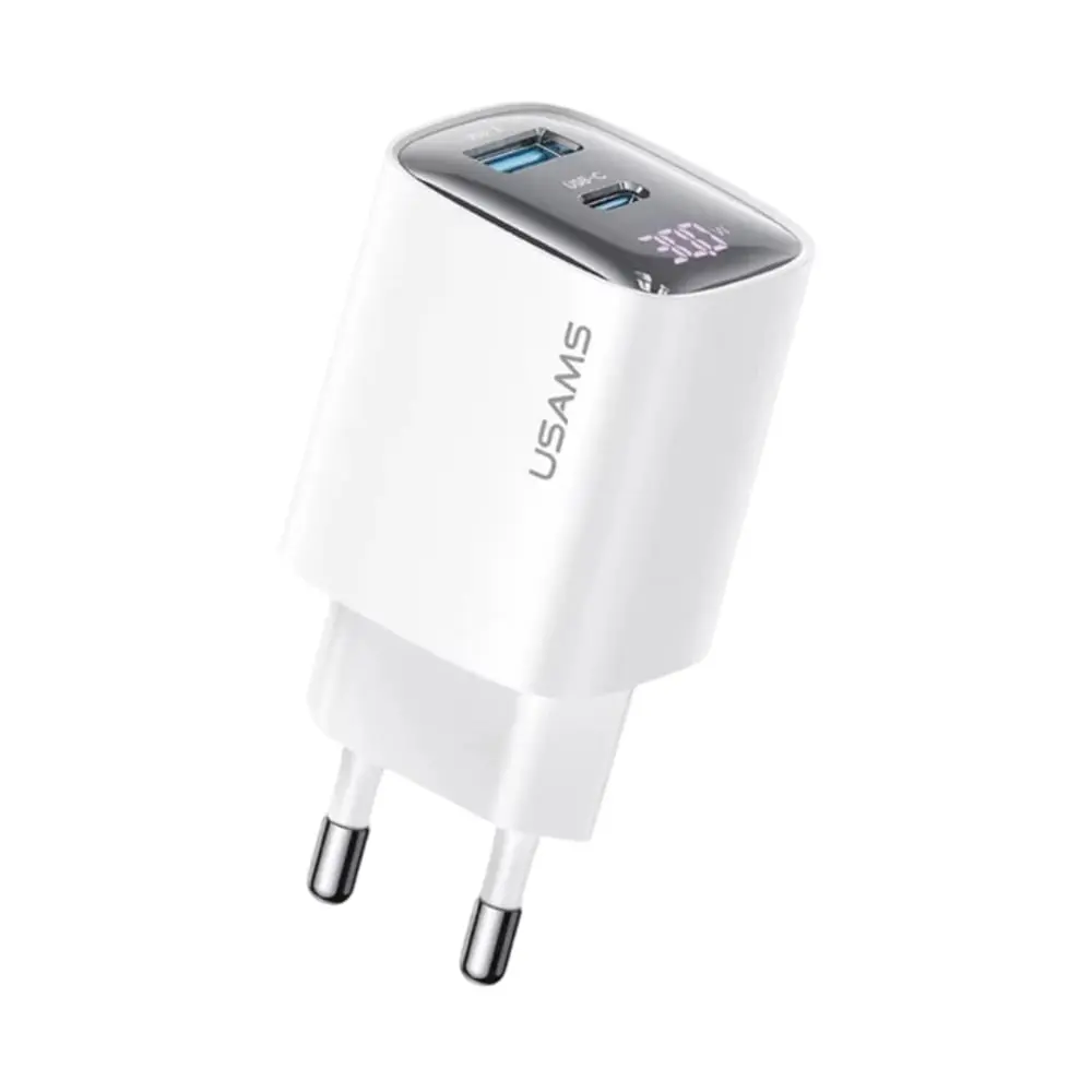 USAMS CC229 USB-A + USB-C 30W White Adapter