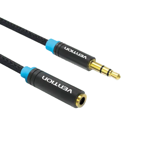 VENTION AUX audio produžni kabl 3.5mm m/ž 0.5m pozlata (Crni) - VAB-B06-B050-M,