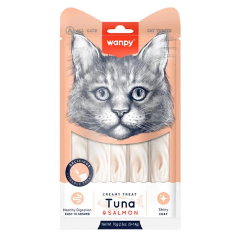WANPY Tuna i Losos Kremasta poslastica za mačke 5 x 14 g