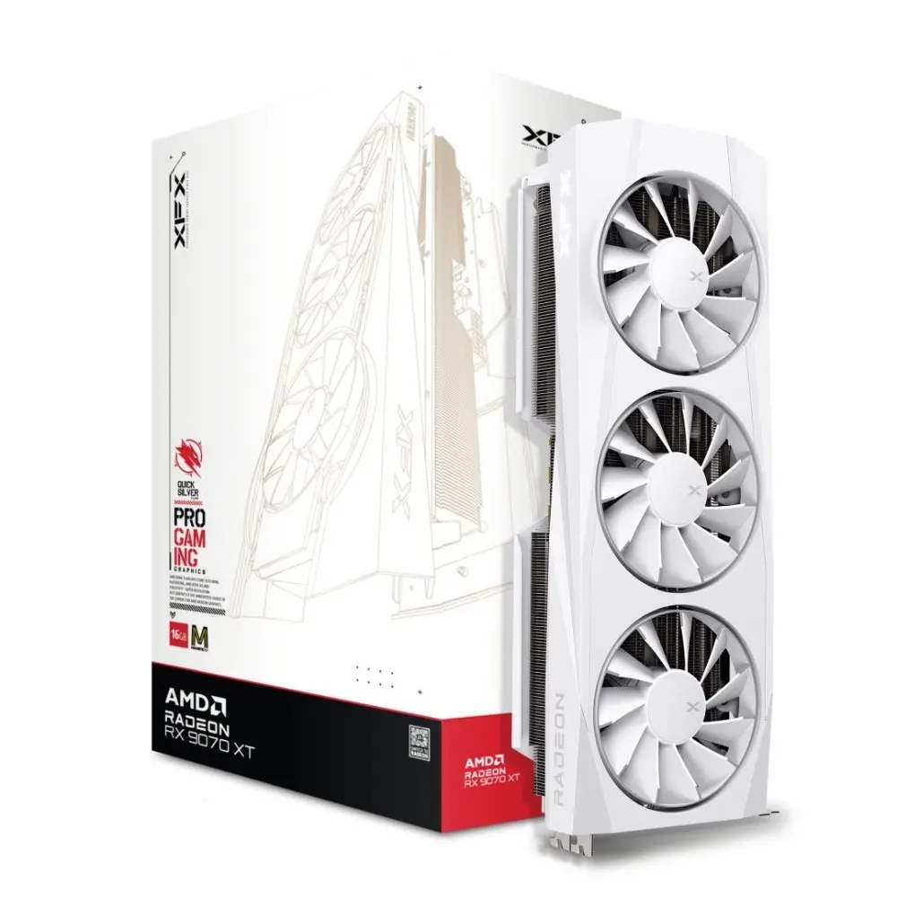 XFX Quicksilver AMD Radeon RX 9070XT White Magnetic Air Edition