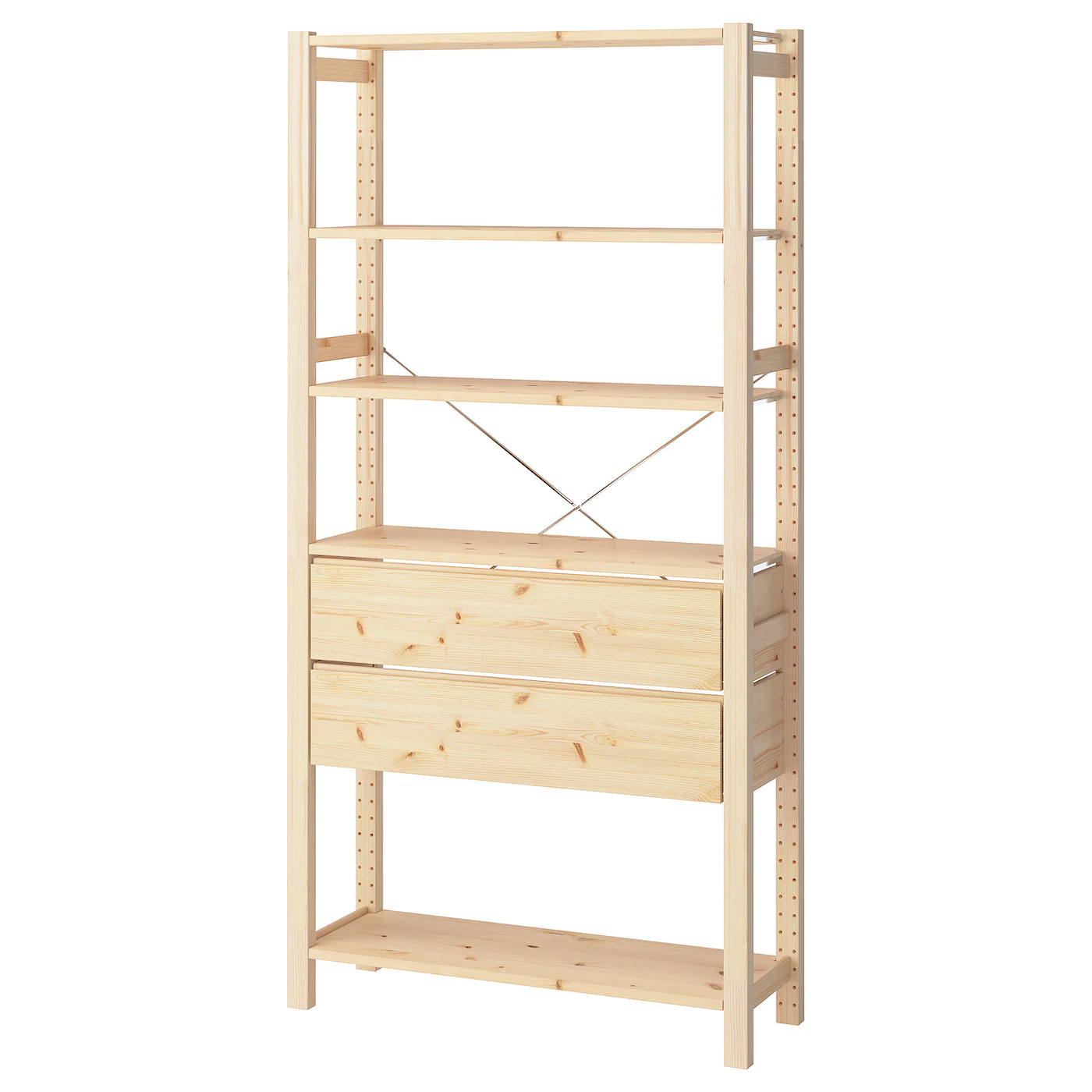 IVAR 1 odeljak, borovina/s 5 polica s 2 fioke, 89x30x179 cm