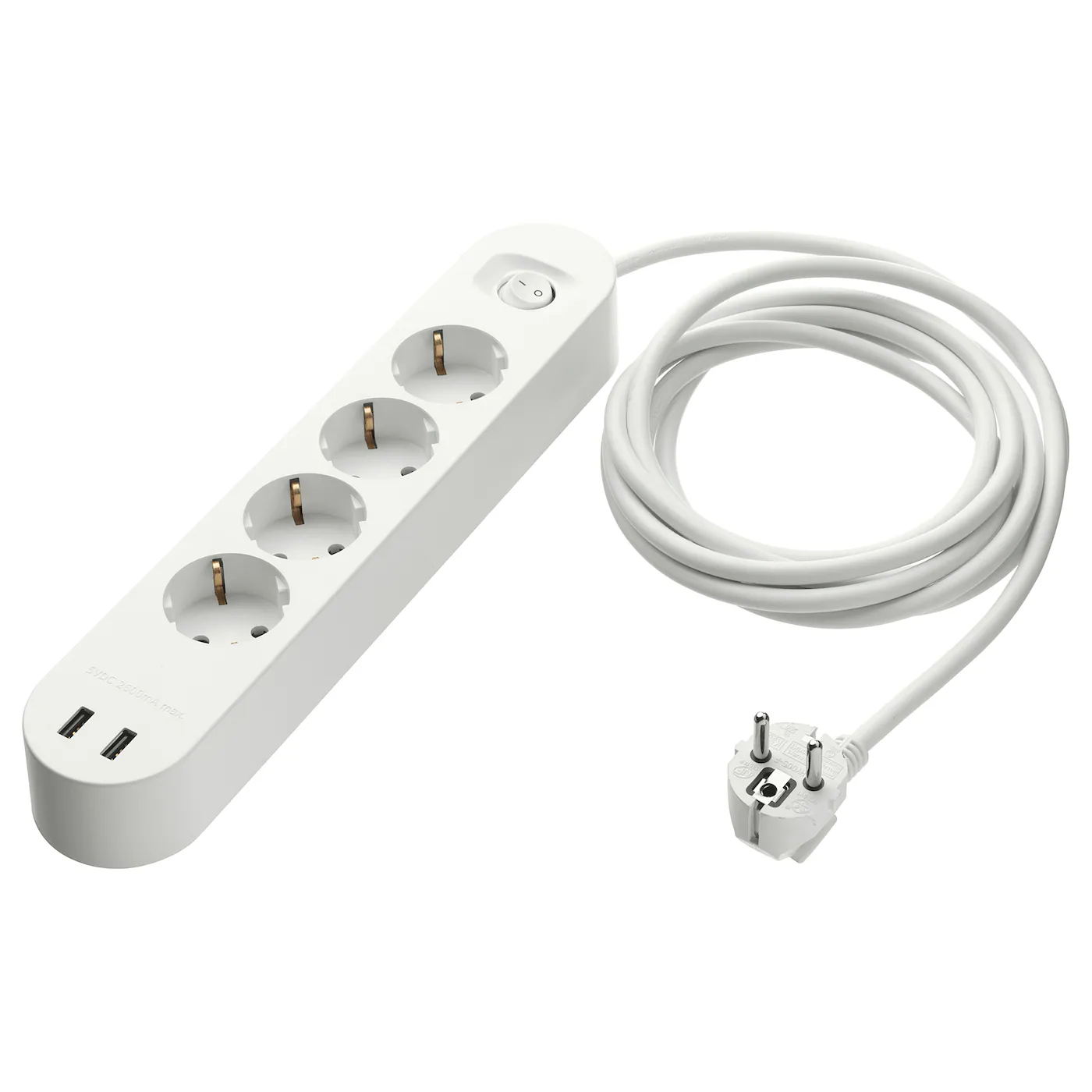 KOPPLA 4-struka utičnica s 2 USB ulaza, bela, 3.0 m