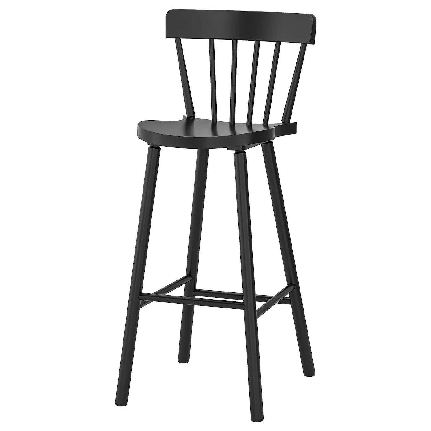 NORRARYD Barska stolica s naslonom, crna, 74 cm