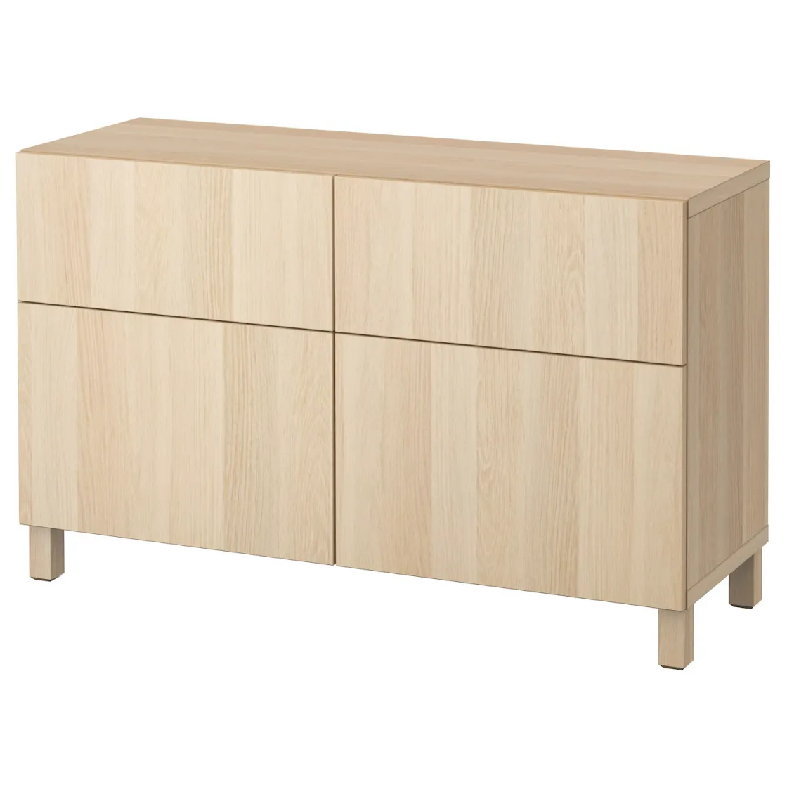 BESTÅ Komb.odlaganje s vratima/fiokama, belo b. im. hrastovine/Lappviken/Stubbarp belo b. im. hrastovine, 120x42x74 cm