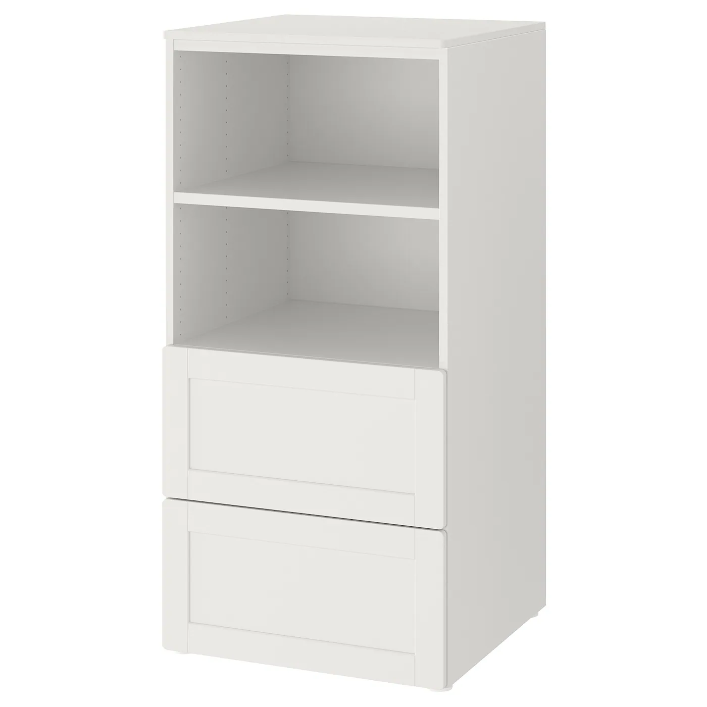 SMÅSTAD / PLATSA Biblioteka, bela s okvirom/s 2 fioke, 60x57x123 cm