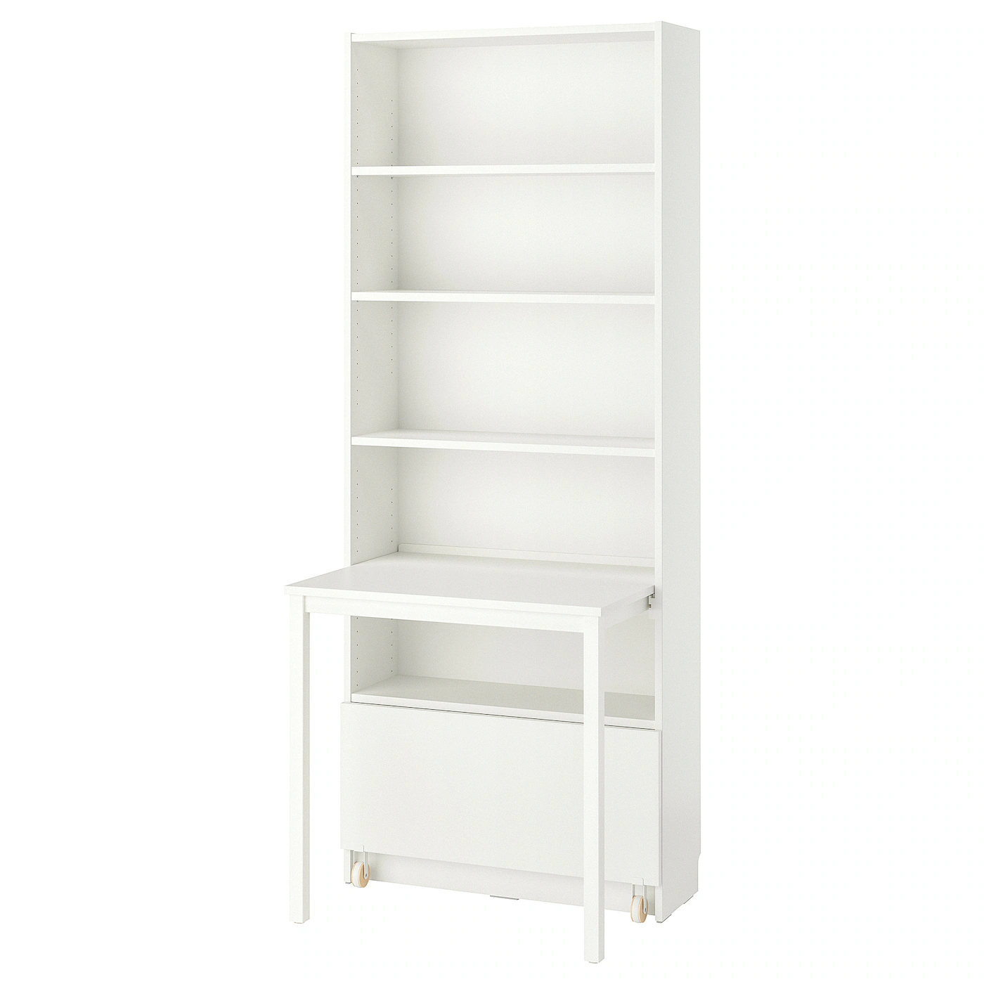 BILLY Biblioteka s radnim stolom i fiokom, bela, 80x202 cm