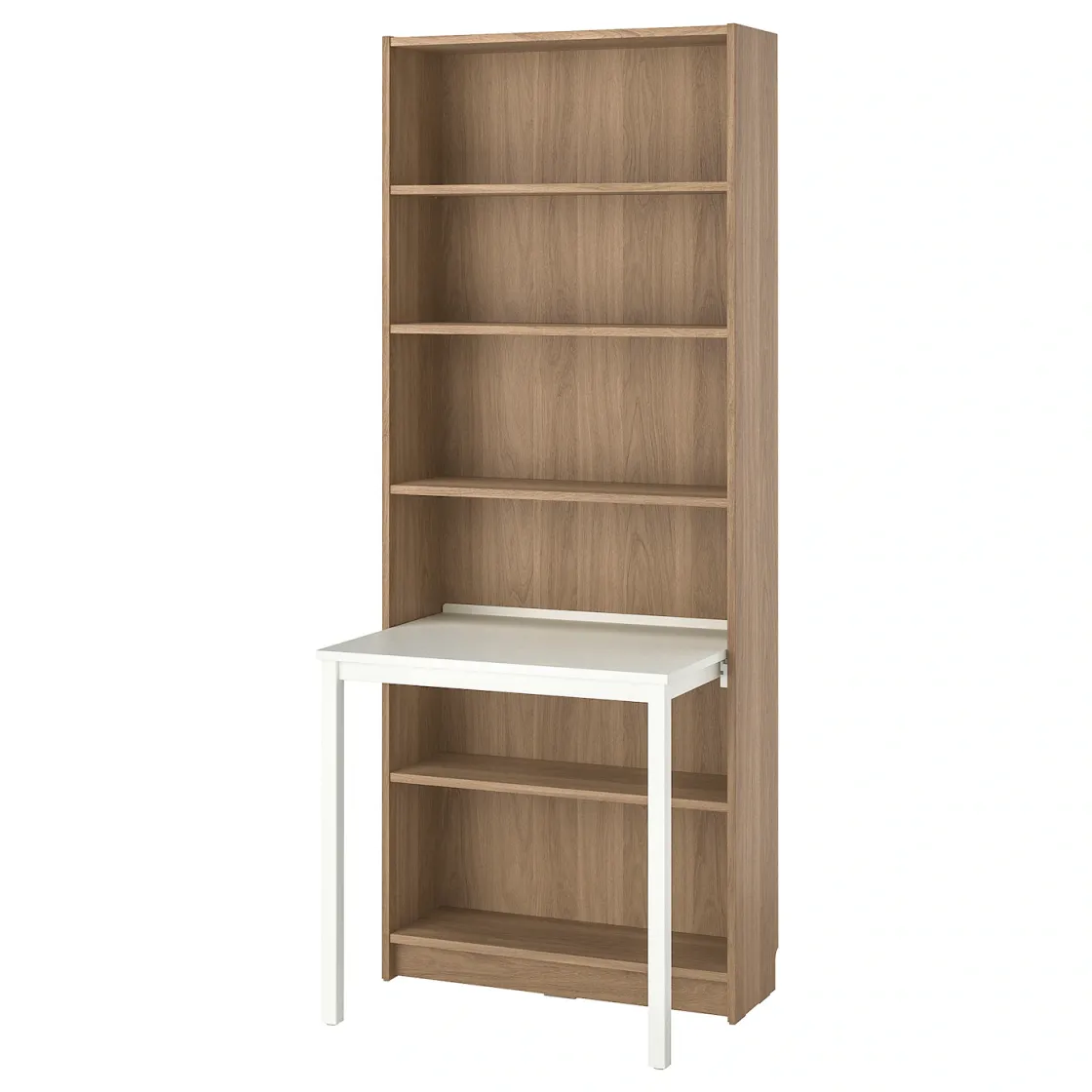 BILLY Biblioteka s radnim stolom, im. hrastovine/bela, 80x202 cm