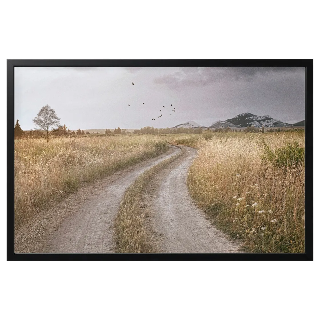 BJÖRKSTA Slika u ramu, krivudavi seoski put/crna, 118x78 cm