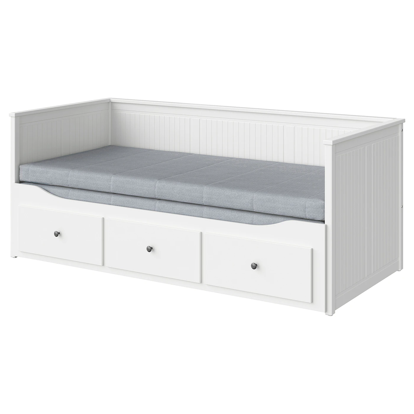 HEMNES Dnevni krevet s 3 fioke/2 dušeka, bela/Ågotnes tvrdo,, 80x200 cm