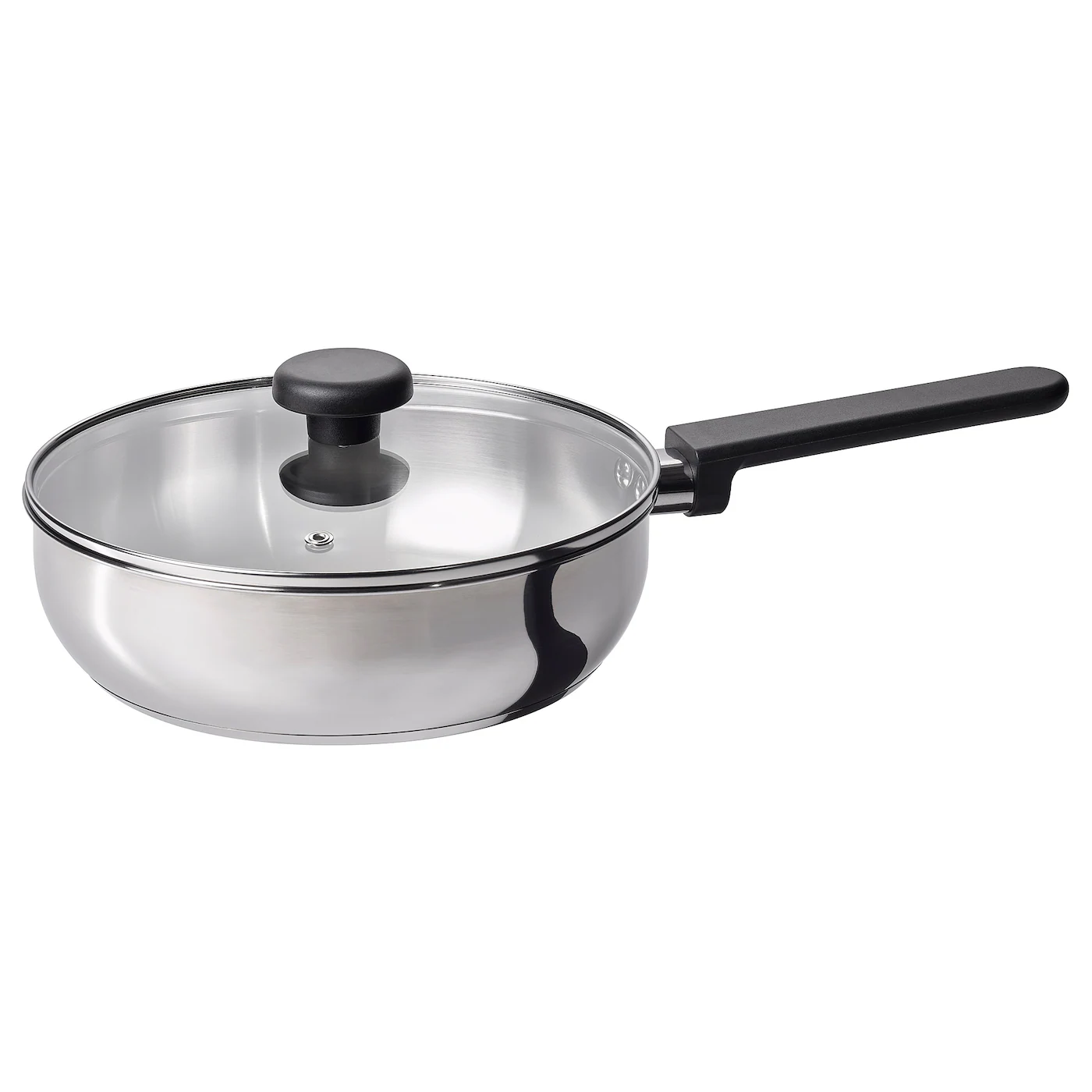 MIDDAGSMAT Duboki tiganj s poklopcem, bistro staklo/nerđajući čelik, 24 cm