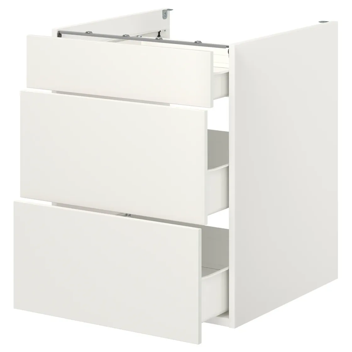 ENHET Podni element s 3 fioke, bela, 60x62x75 cm