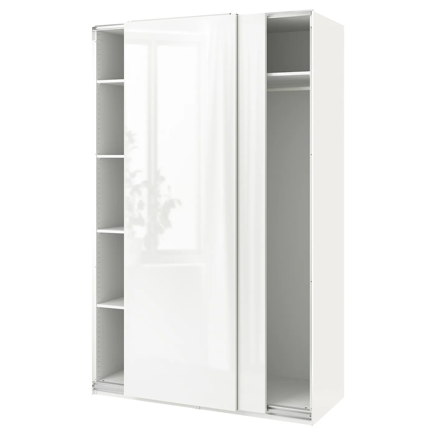 PAX / HASVIK Garderober, bela/v. sjaj bela, 150x66x236 cm