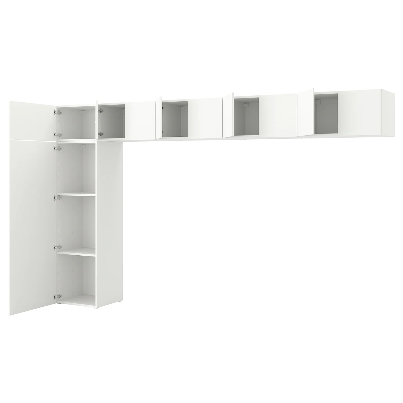 PLATSA Garderober s 10 vrata, Fonnes bela, 380x42x221 cm