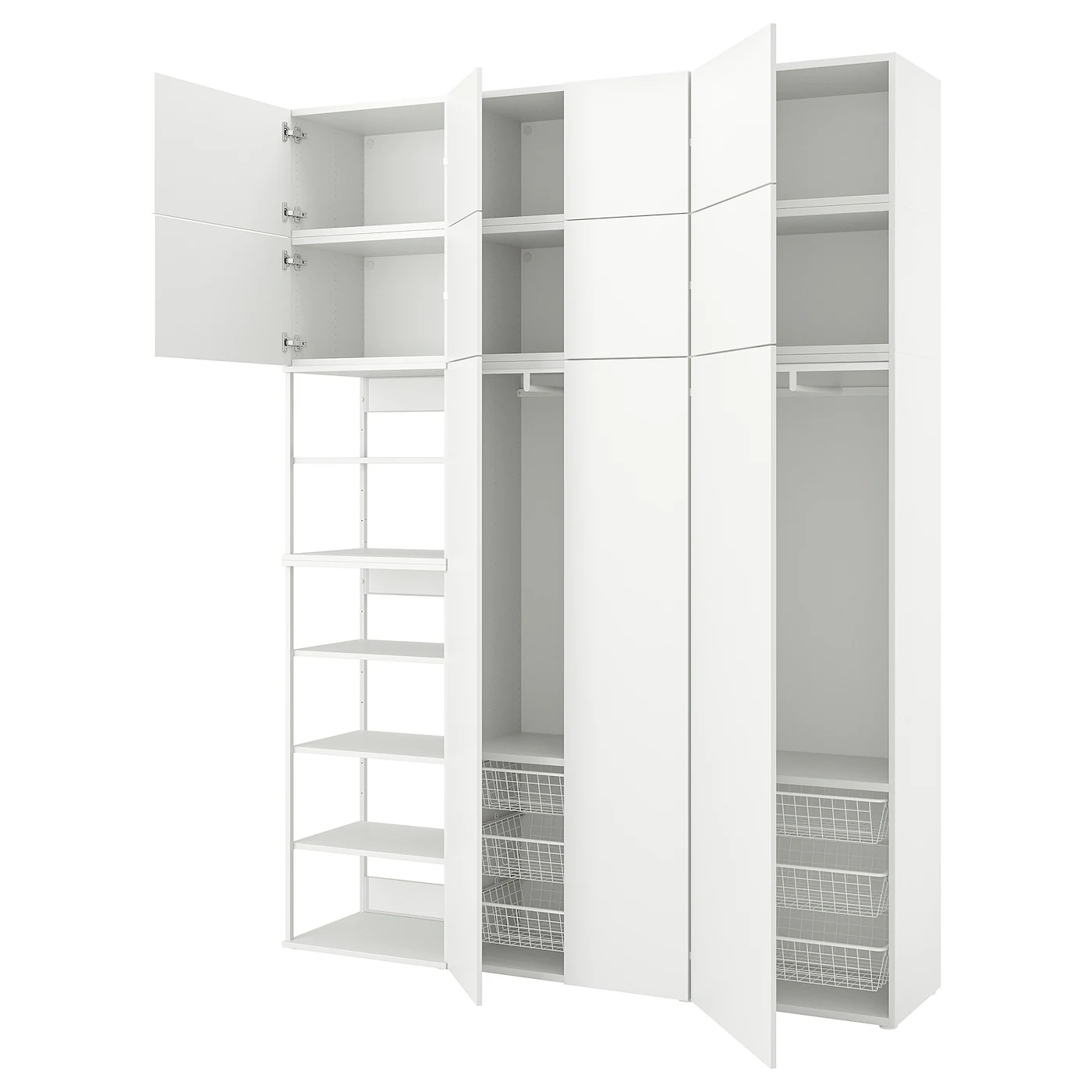 PLATSA Garderober s 11 vrata, bela/FONNES bela, 200x42x261 cm