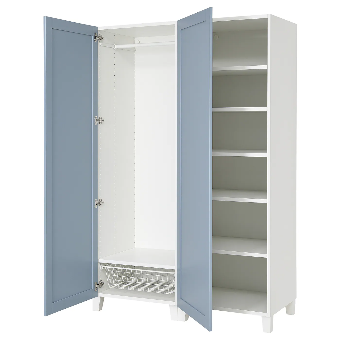 PLATSA Garderober s 2 vrata, bela/Sannidal plava, 120x57x191 cm