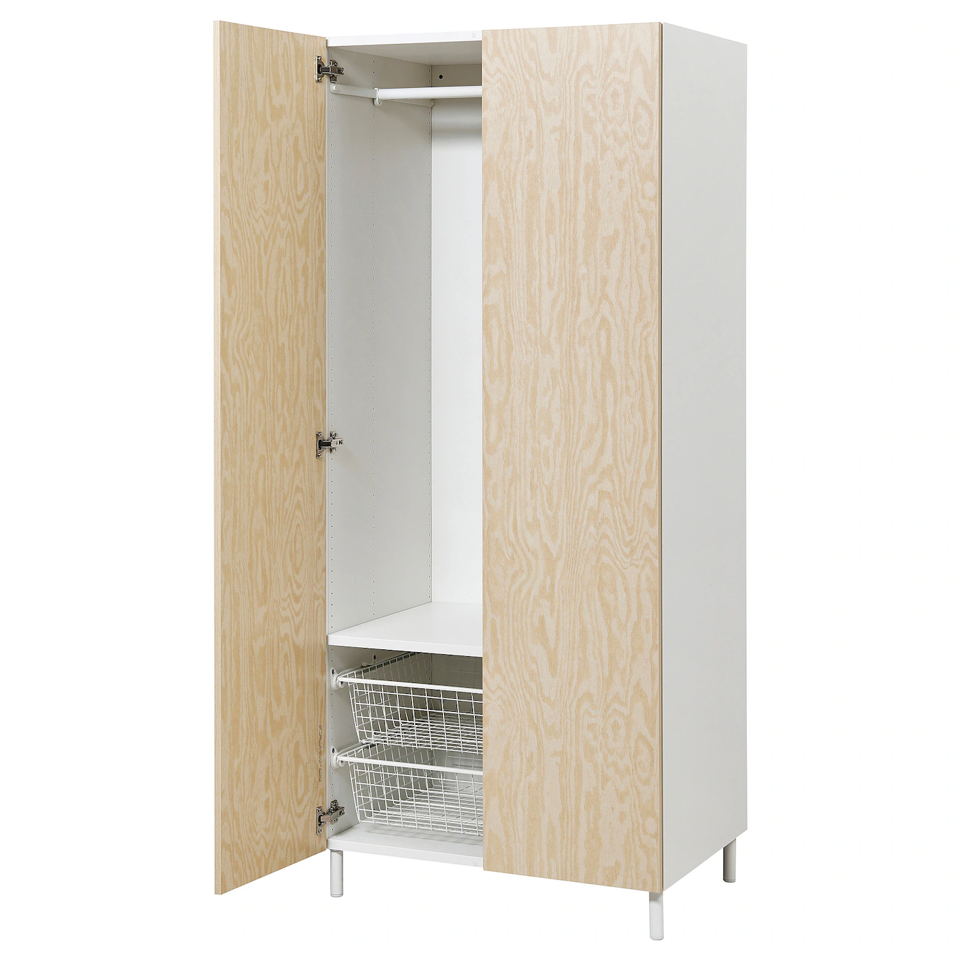 PLATSA Garderober s 2 vrata, bela/Kalbåden živopisna imitacija bora, 80x57x191 cm