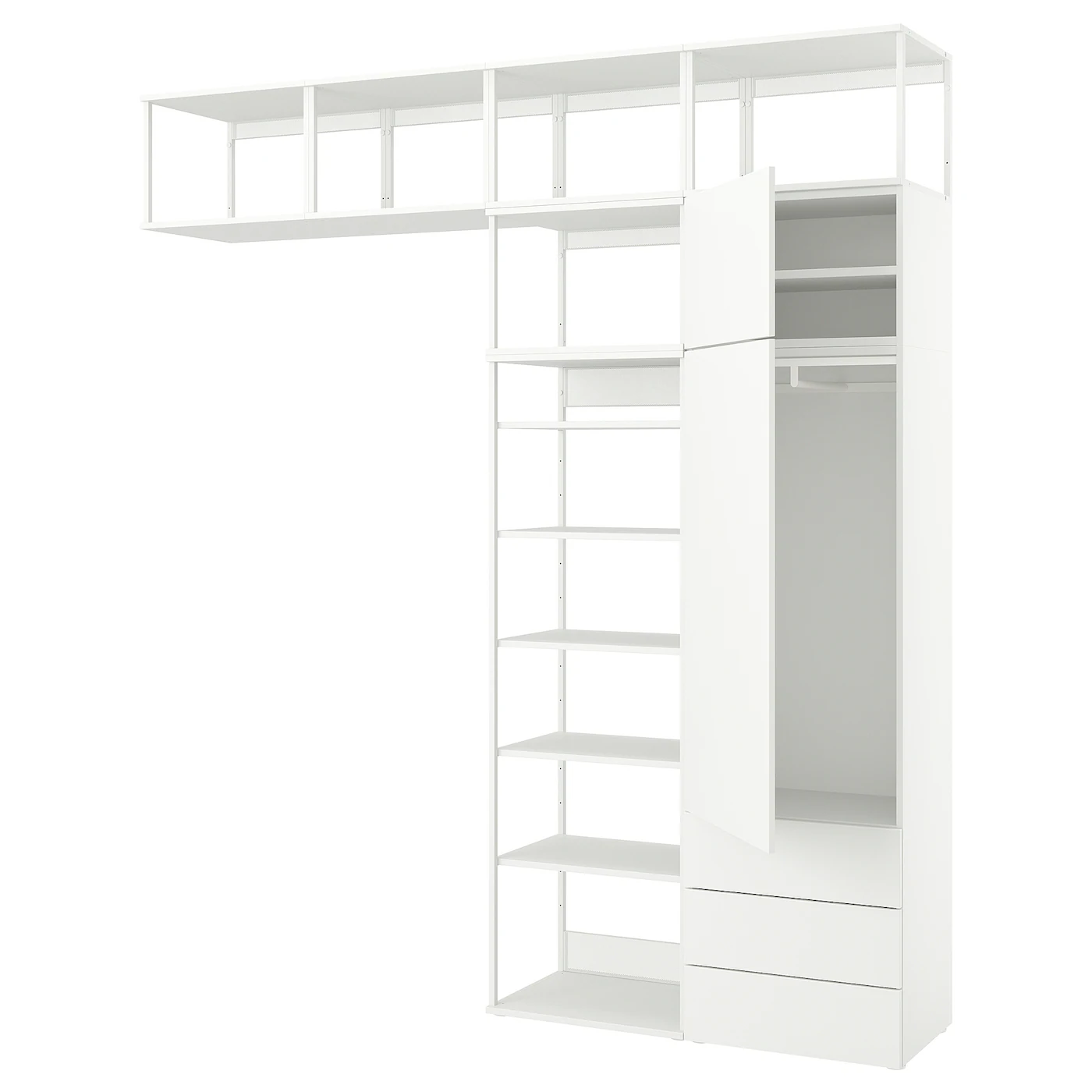 PLATSA Garderober s 2 vrata i 3 fioke, bela/Fonnes bela, 240x42x261 cm