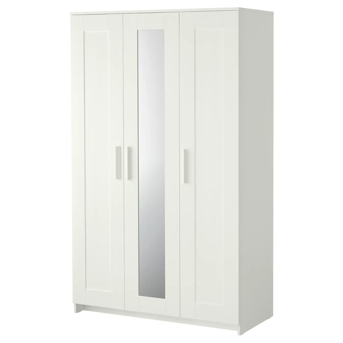 BRIMNES Garderober s 3 vrata, bela, 117x190 cm