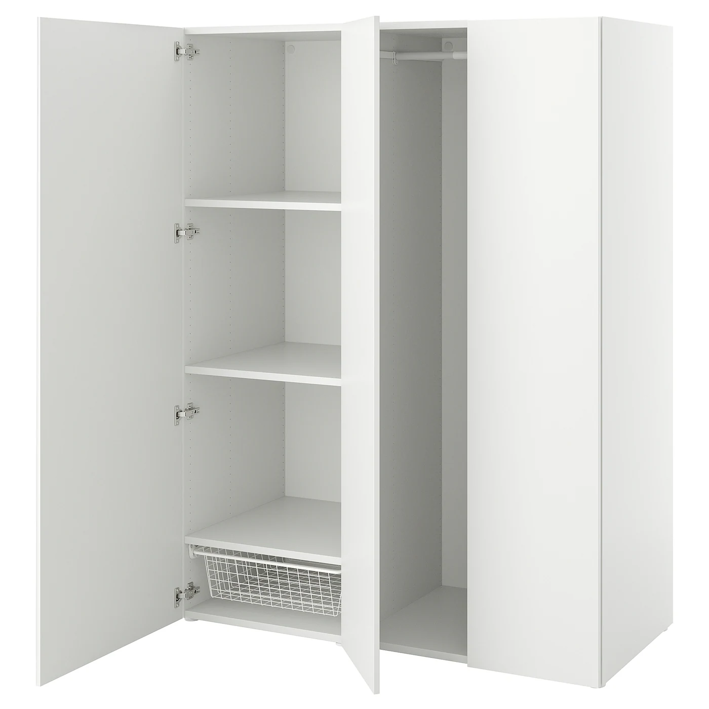PLATSA Garderober s 3 vrata, bela/Fonnes bela, 140x57x181 cm