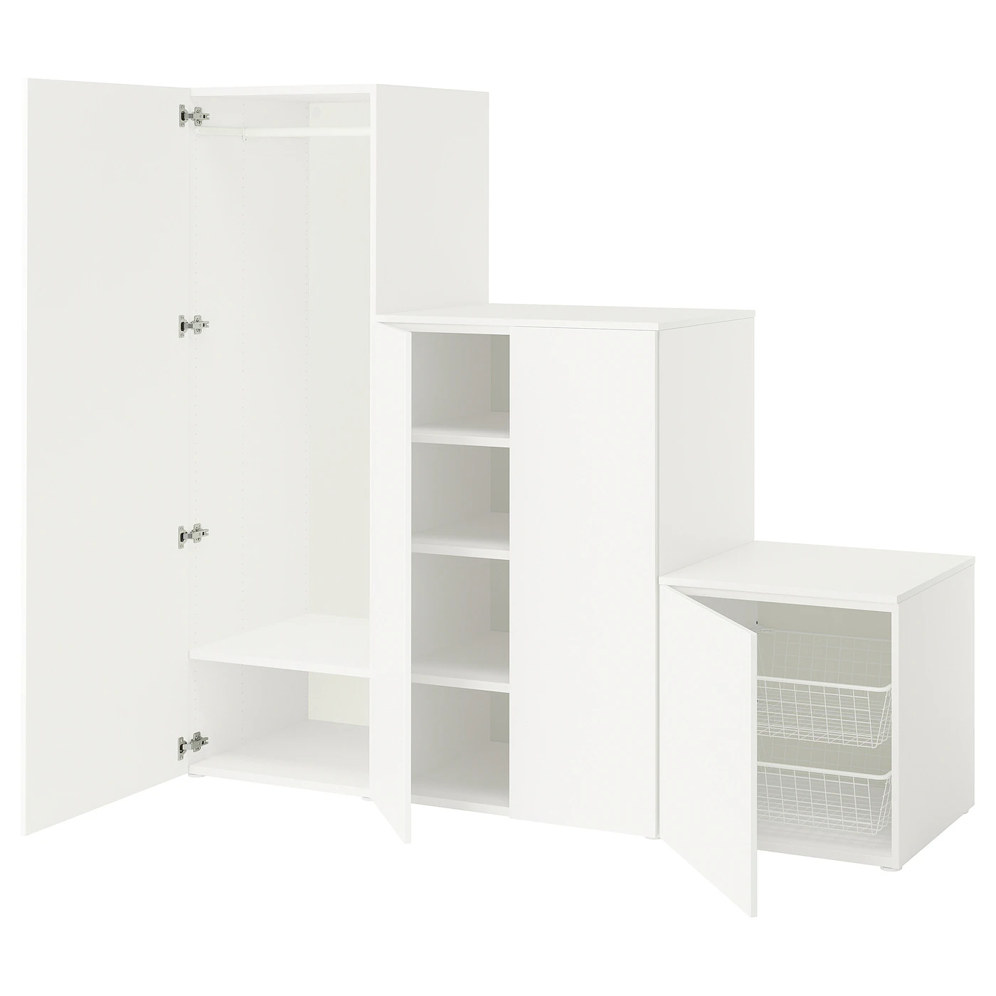 PLATSA Garderober s 4 vrata, bela/Fonnes bela, 200x57x181 cm
