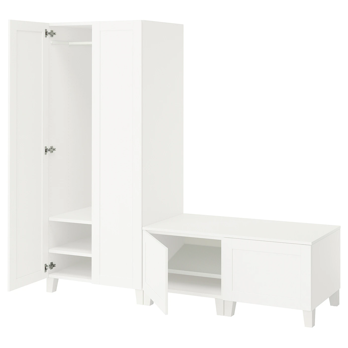 PLATSA Garderober s 4 vrata, bela/Sannidal bela, 200x57x191 cm