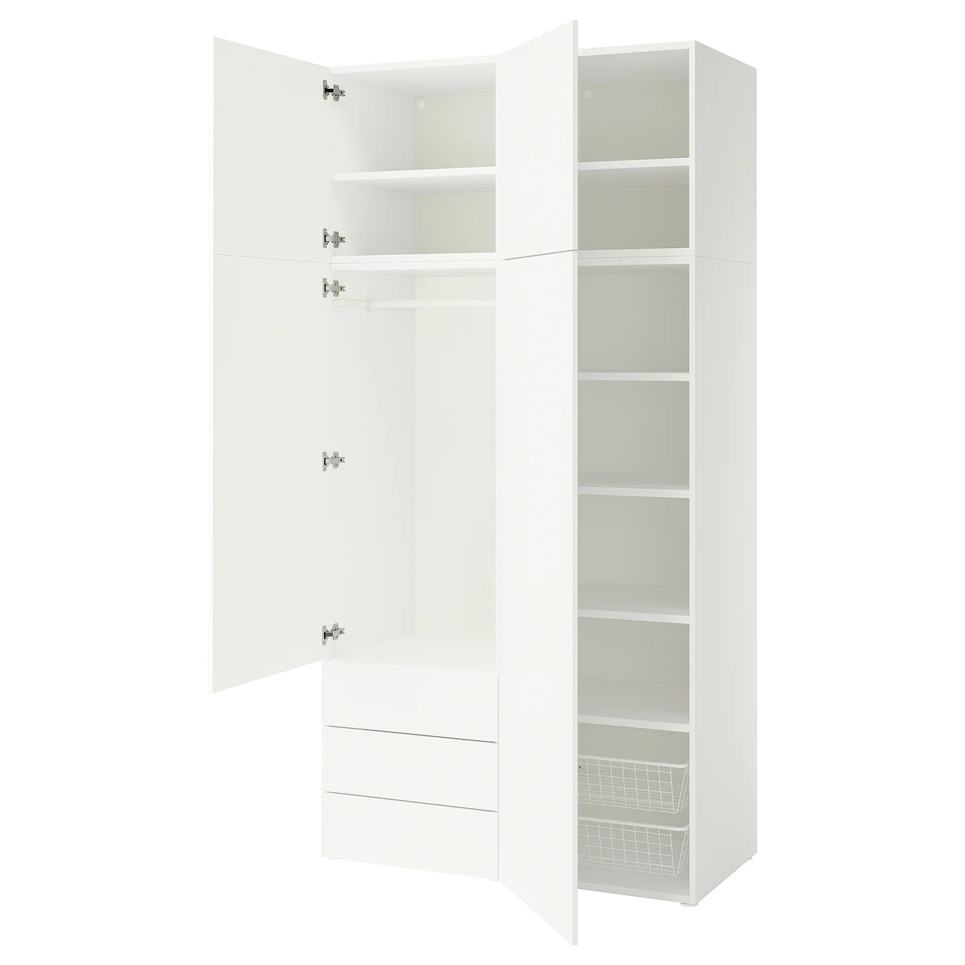 PLATSA Garderober s 4 vrata i 3 fioke, bela/Fonnes bela, 120x57x241 cm