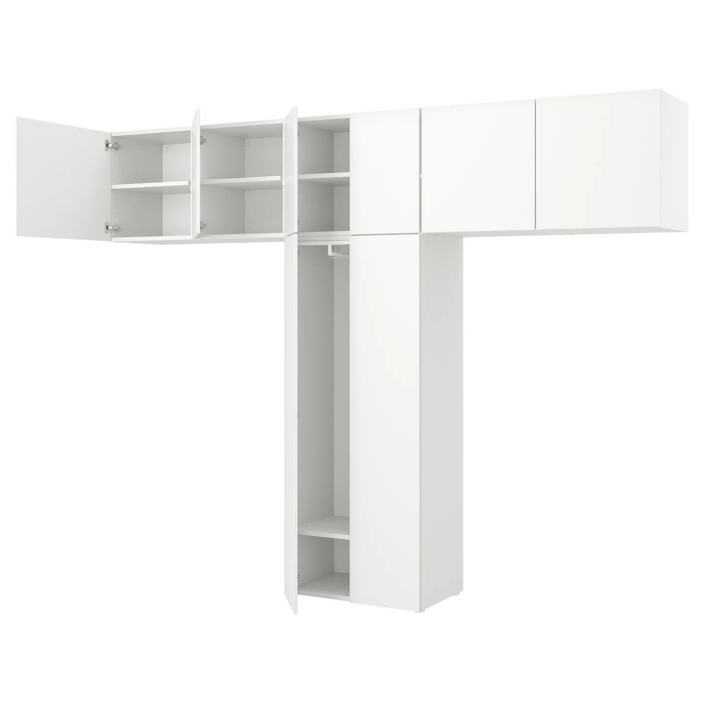 PLATSA Garderober s 8 vrata, bela Fonnes/bela, 320x42x241 cm