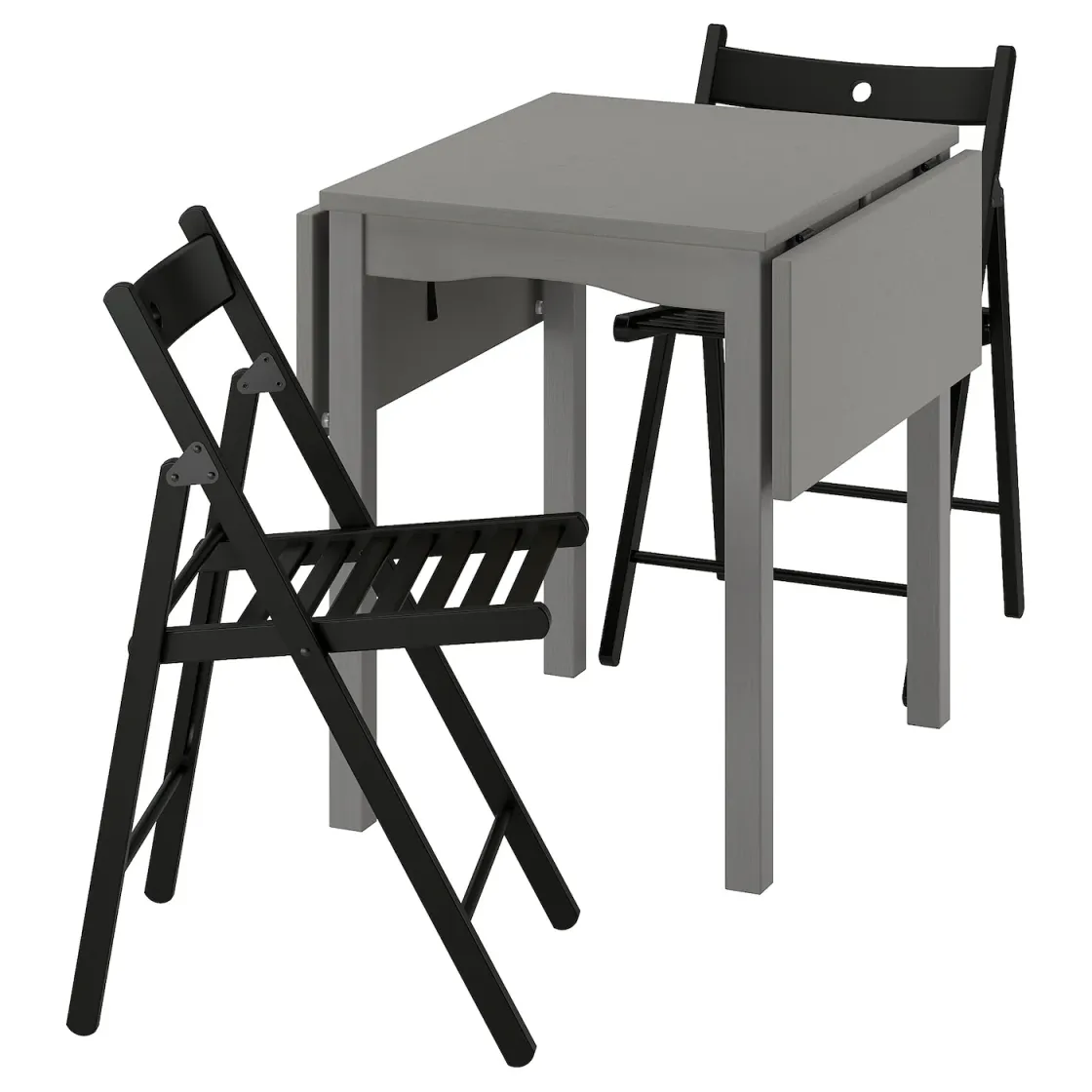 HAUGA / FRÖSVI Sto i 2 sklopive stolice, siva/crna, 55x82x109/74 cm