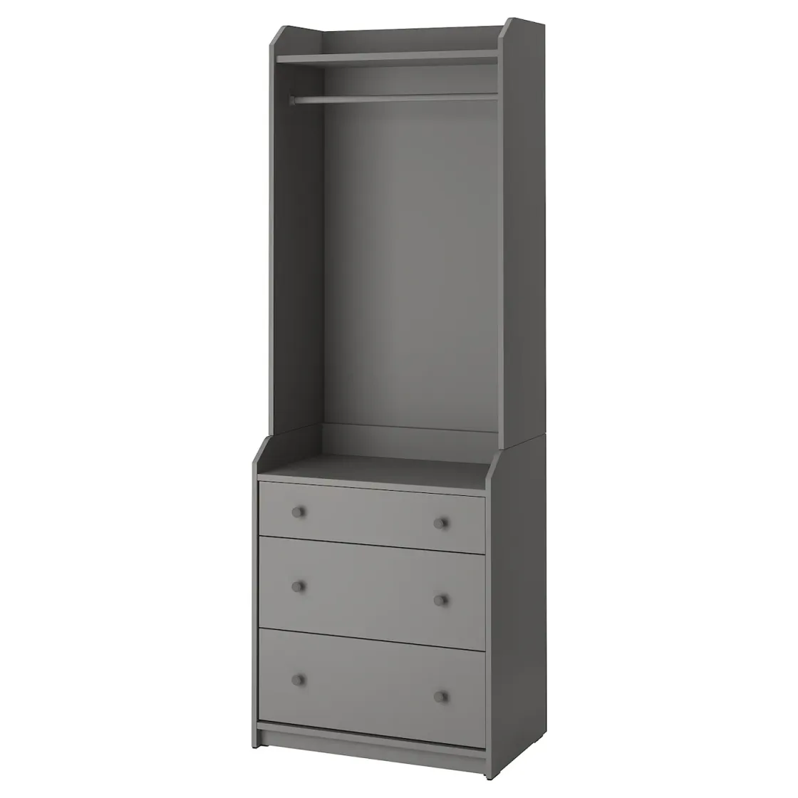 HAUGA Otvoreni garderober s 3 fioke, siva, 70x199 cm